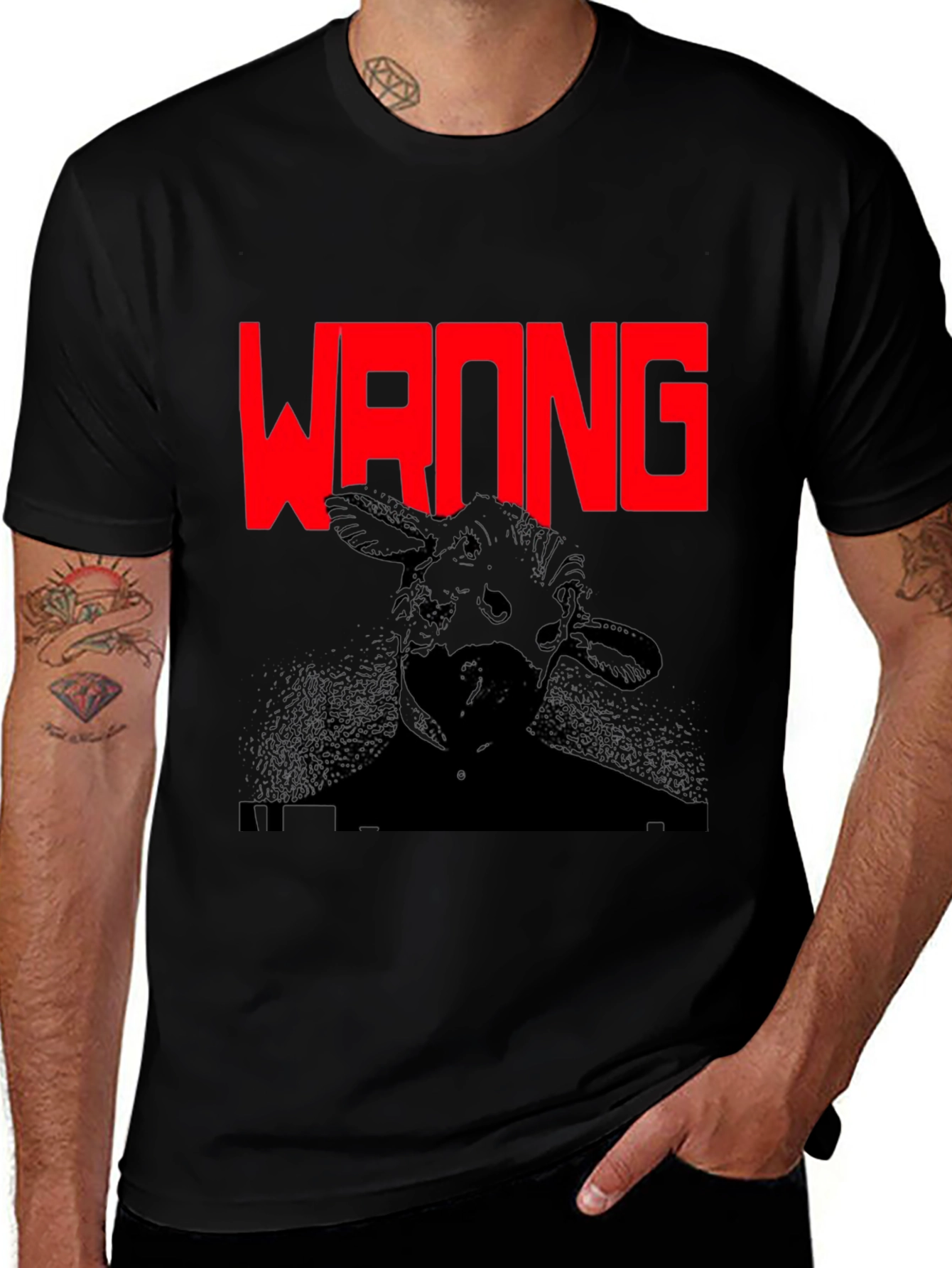 Wrong Cow Graphic Black T-Shirt