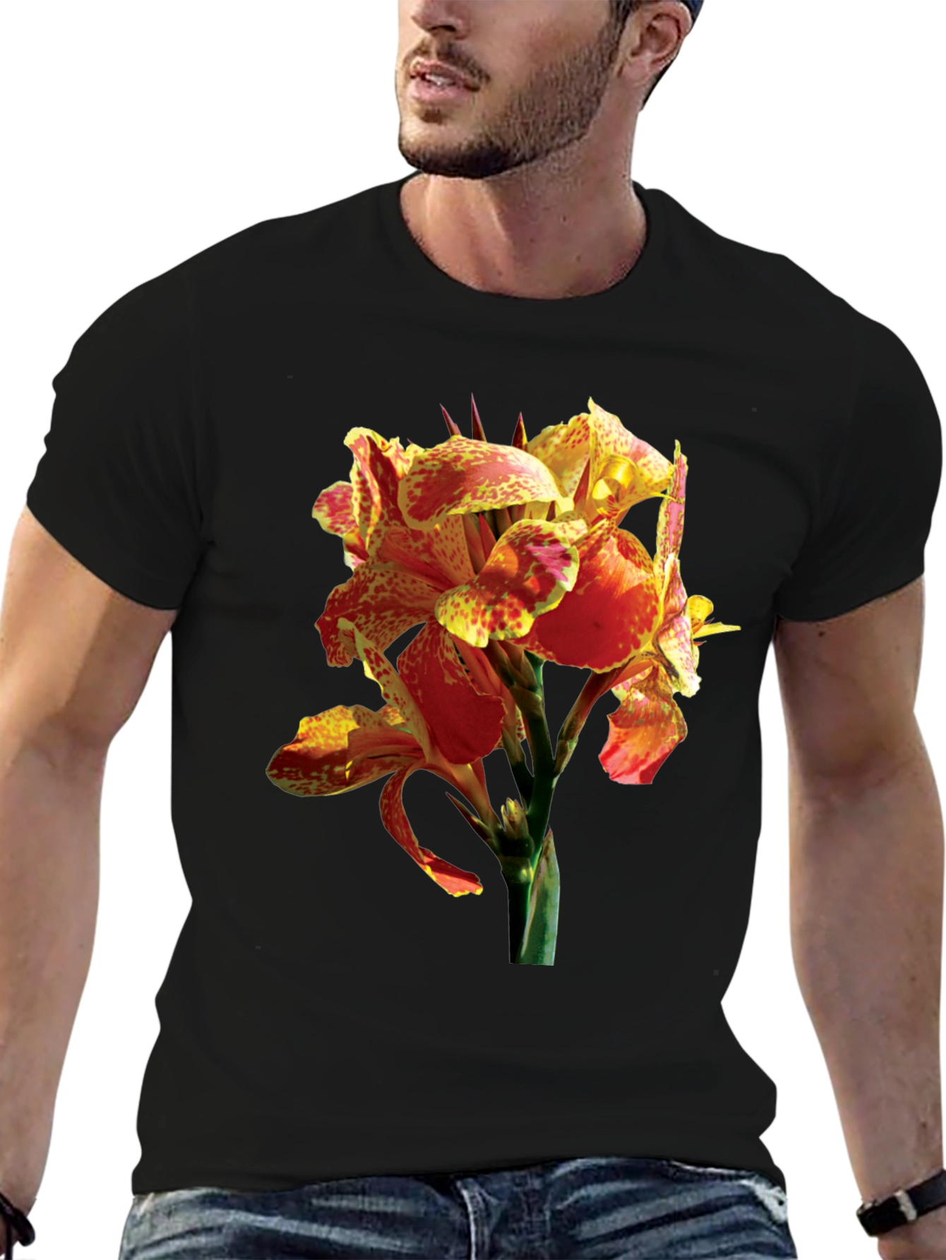 Tropical Flower Graphic Tee - Vivid Floral Design