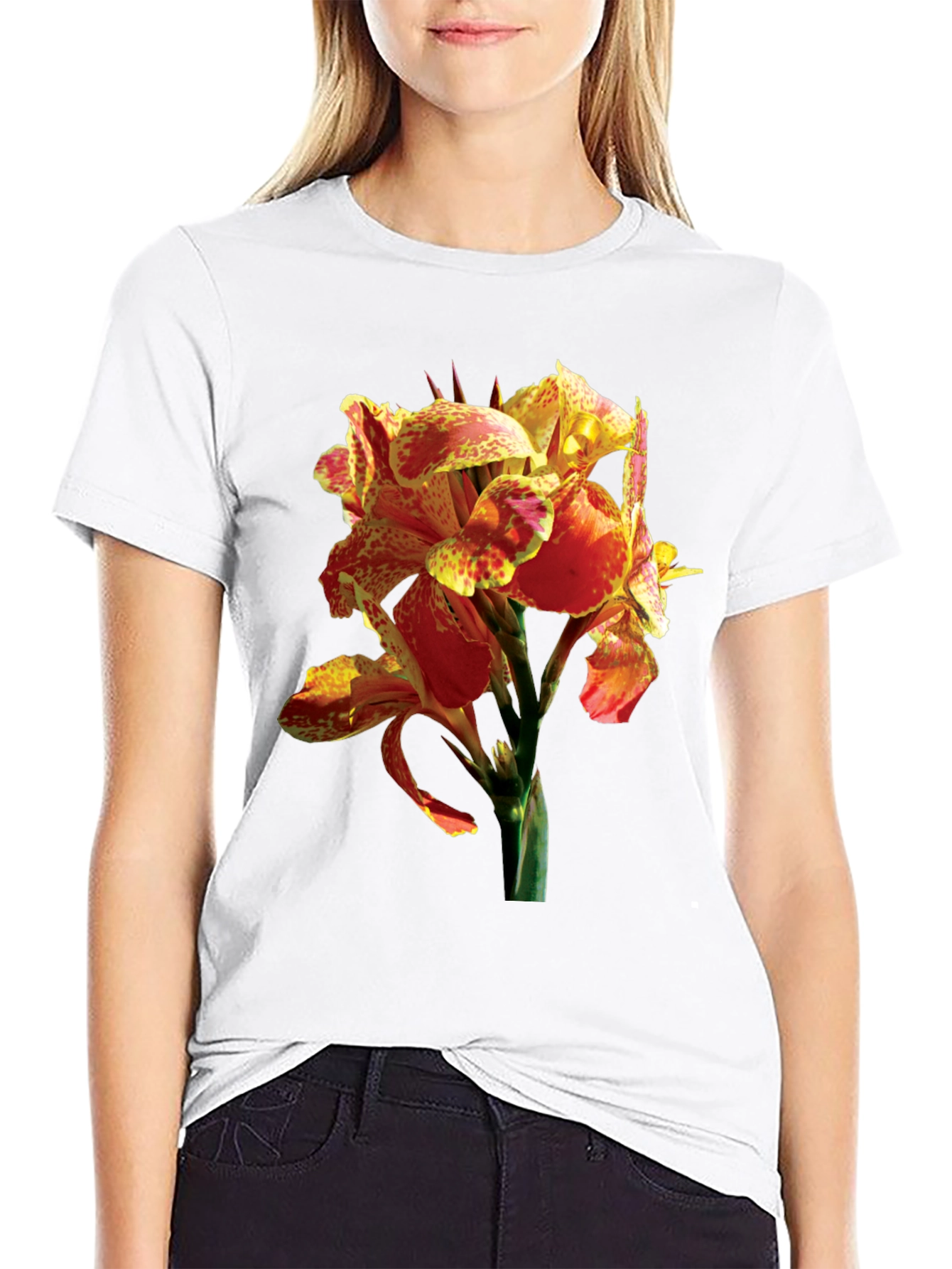 Tropical Flower Graphic Tee - Vivid Floral Design