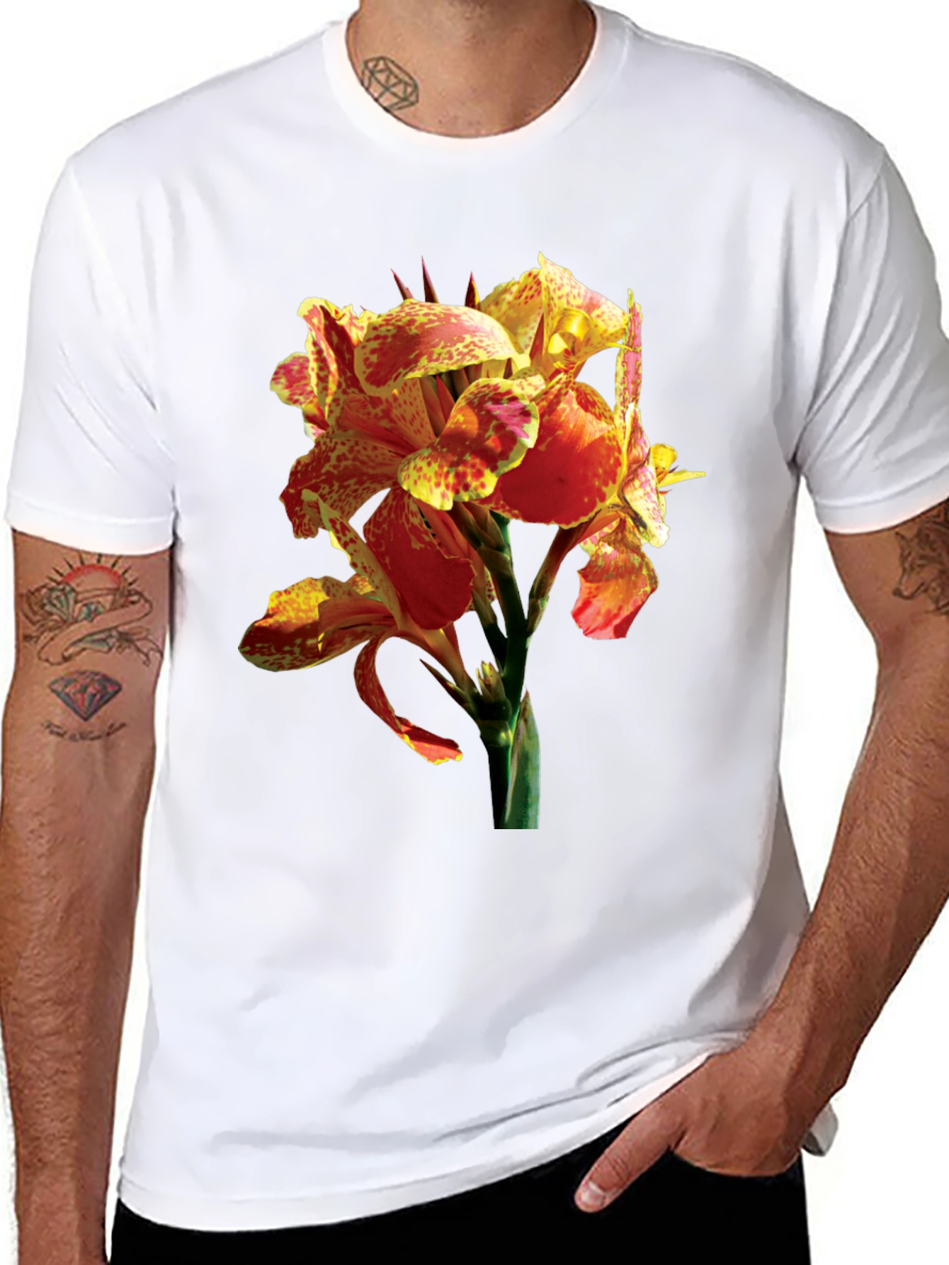 Tropical Flower Graphic Tee - Vivid Floral Design