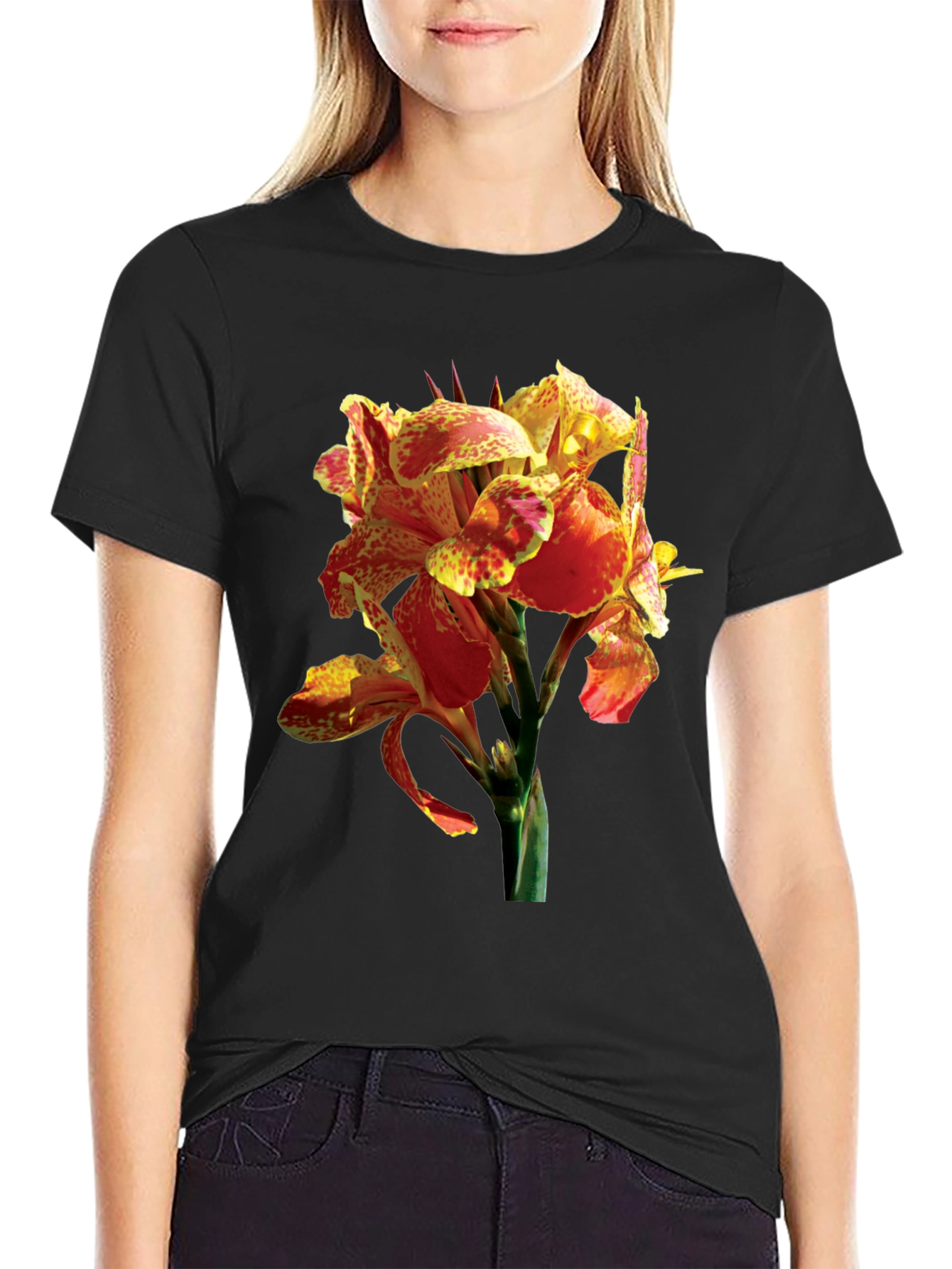 Tropical Flower Graphic Tee - Vivid Floral Design