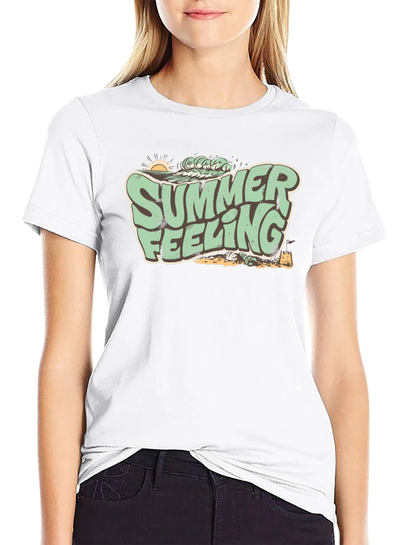 Summer Feeling Graphic Tee - Retro Beach Vibes