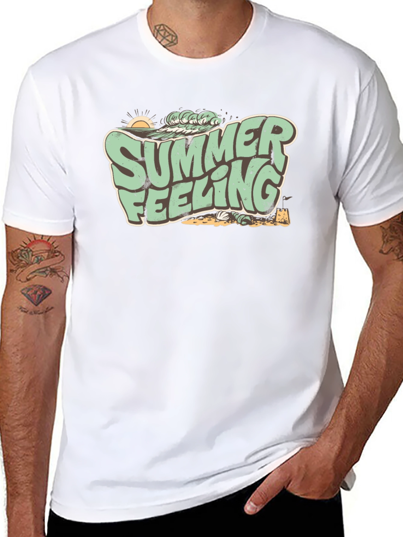 Summer Feeling Graphic Tee - Retro Beach Vibes