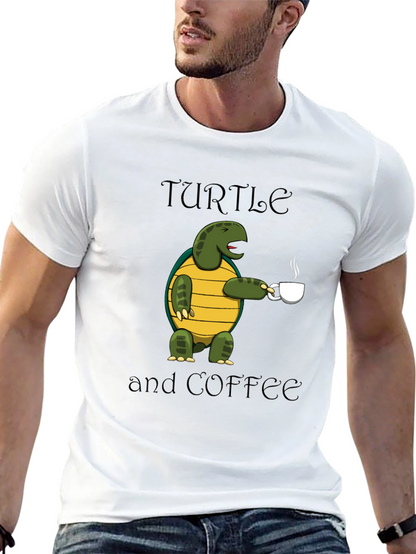 Turtle and Coffee Graphic T-Shirt