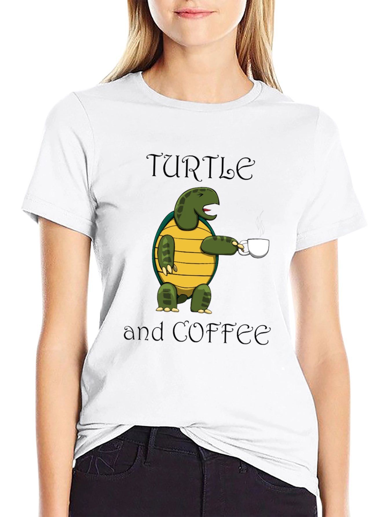 Turtle and Coffee Graphic T-Shirt
