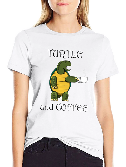 Turtle and Coffee Graphic T-Shirt
