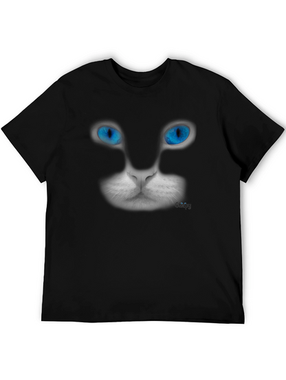Blue-Eyed Cat Graphic Tee - Mens Black T-Shirt