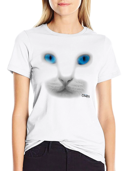Blue-Eyed Cat Graphic Tee - Mens Black T-Shirt