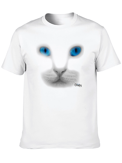 Blue-Eyed Cat Graphic Tee - Mens Black T-Shirt
