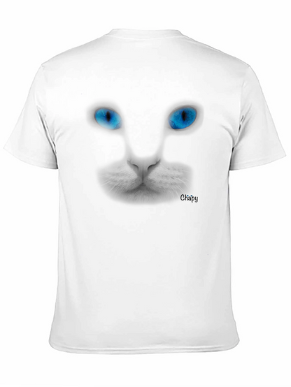 Blue-Eyed Cat Graphic Tee - Mens Black T-Shirt