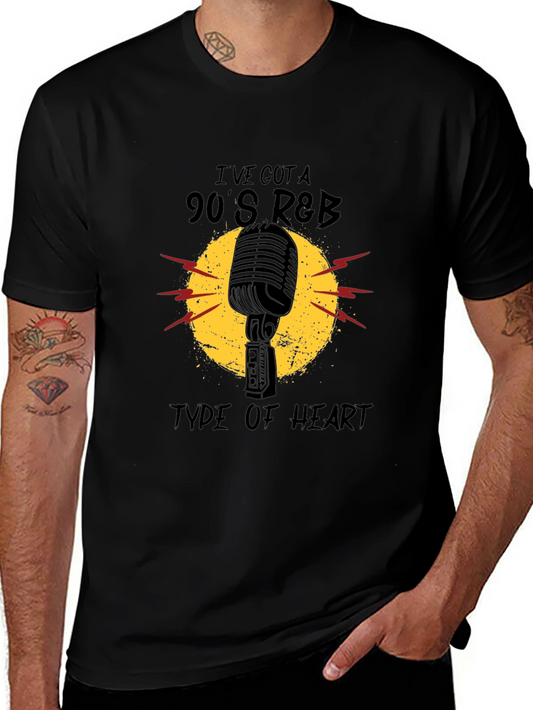 90s R&B Type of Heart Black T-Shirt