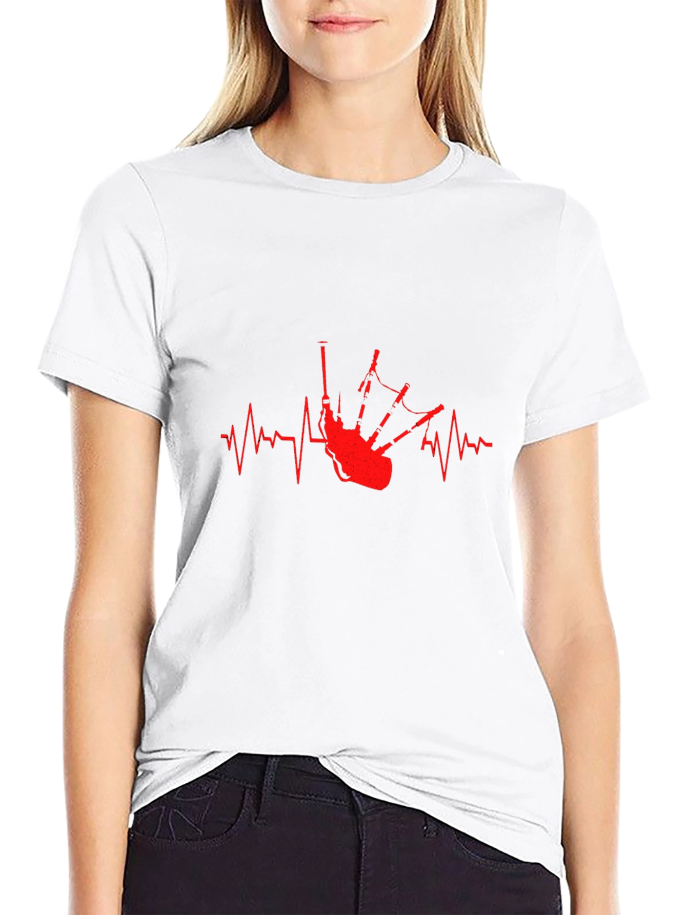 Bagpipe Heartbeat T-Shirt - Music Lover Tee