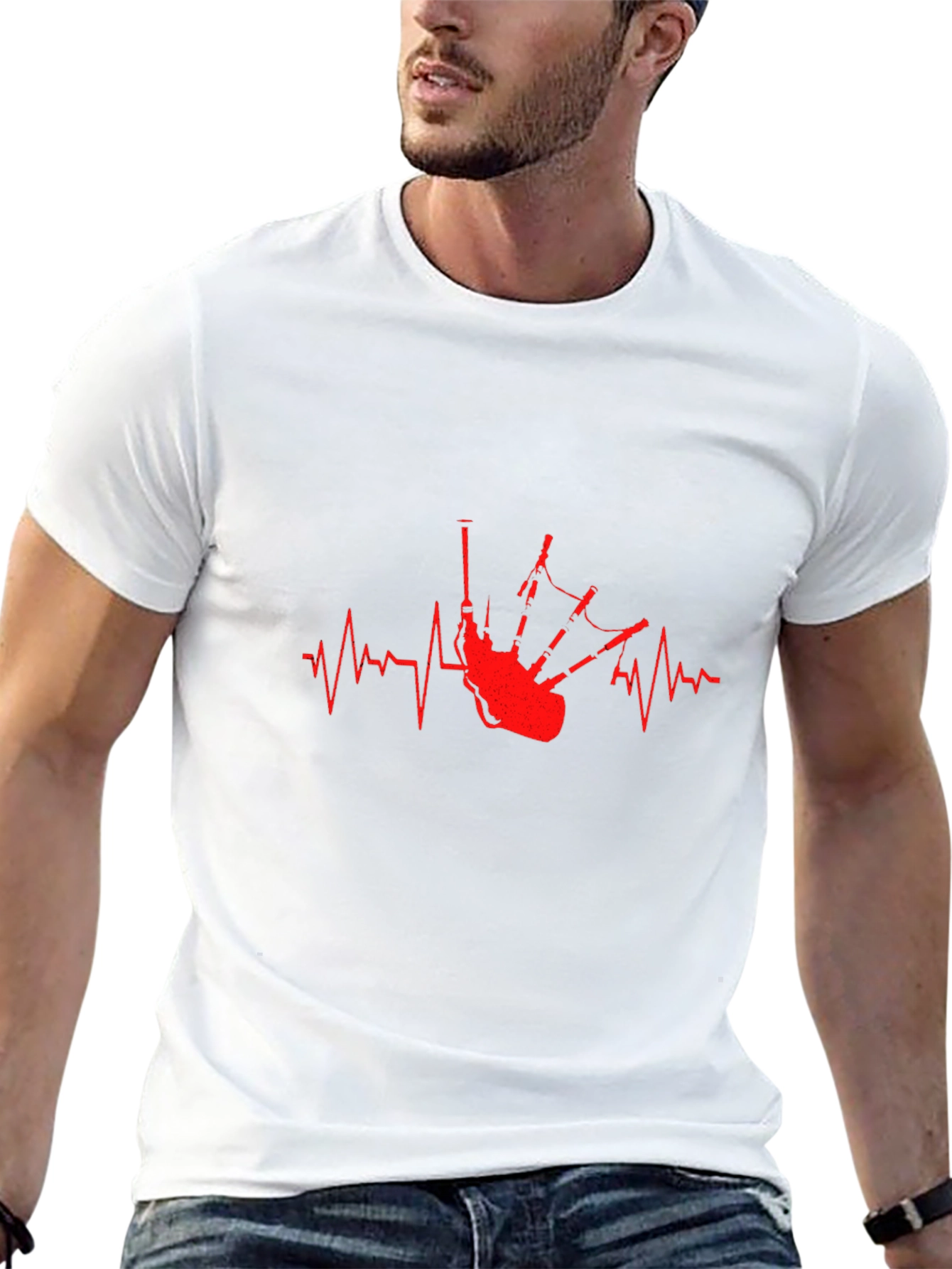 Bagpipe Heartbeat T-Shirt - Music Lover Tee