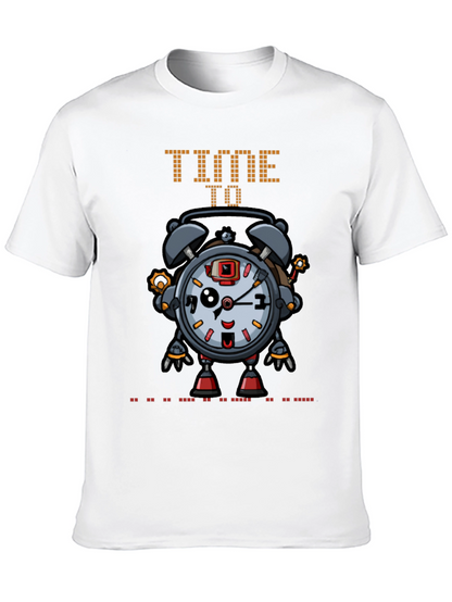 Time Robot Black T-Shirt Unique Graphic Tee
