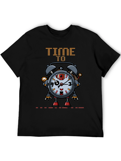 Time Robot Black T-Shirt Unique Graphic Tee
