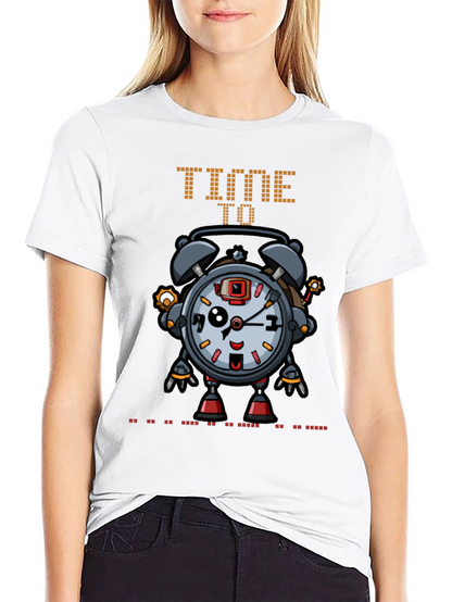 Time Robot Black T-Shirt Unique Graphic Tee