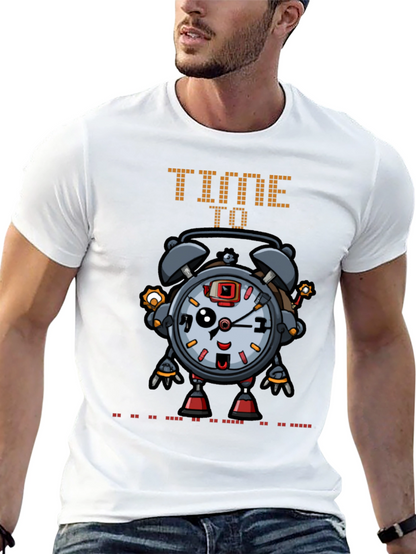 Time Robot Black T-Shirt Unique Graphic Tee