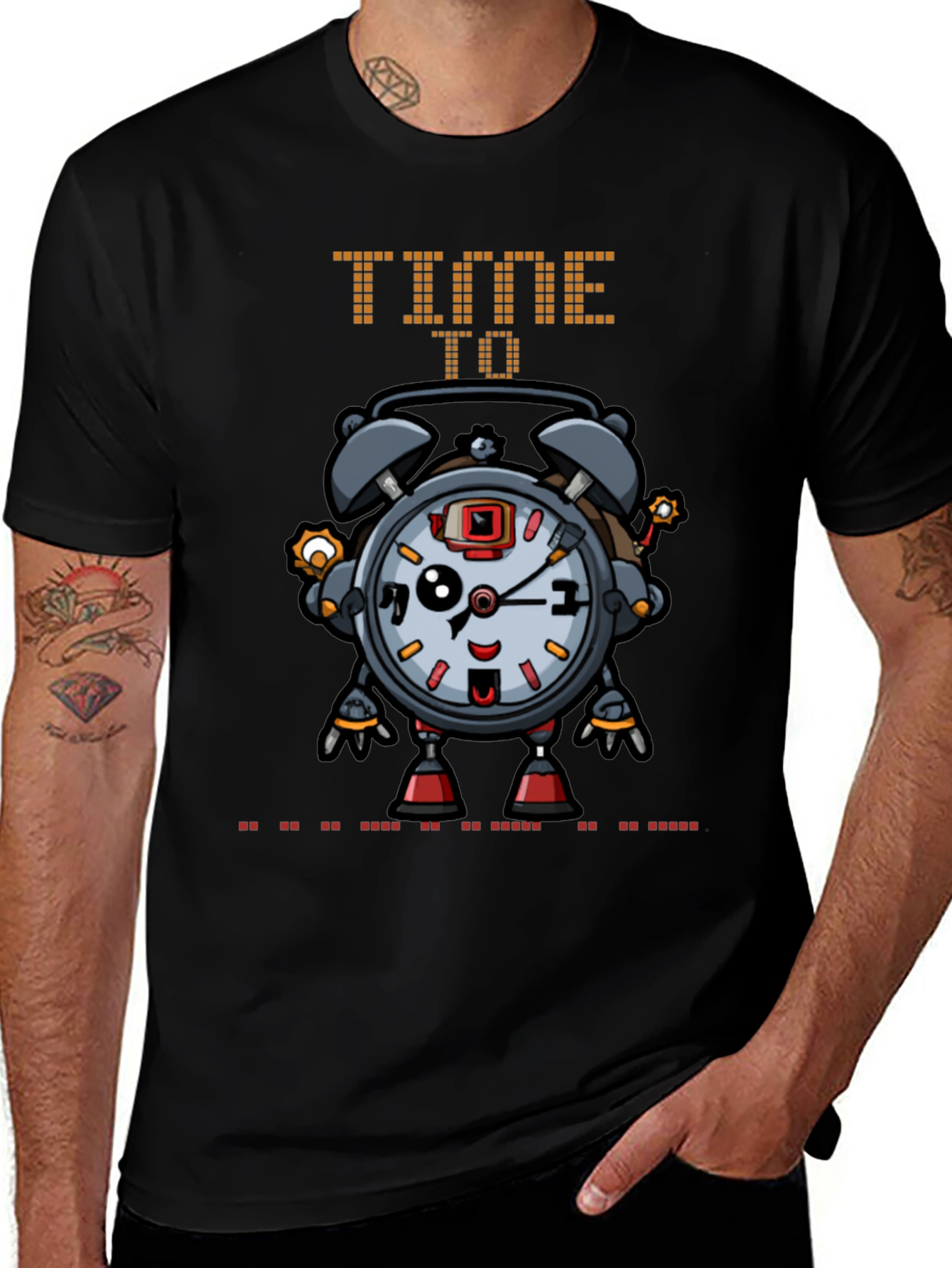Time Robot Black T-Shirt Unique Graphic Tee