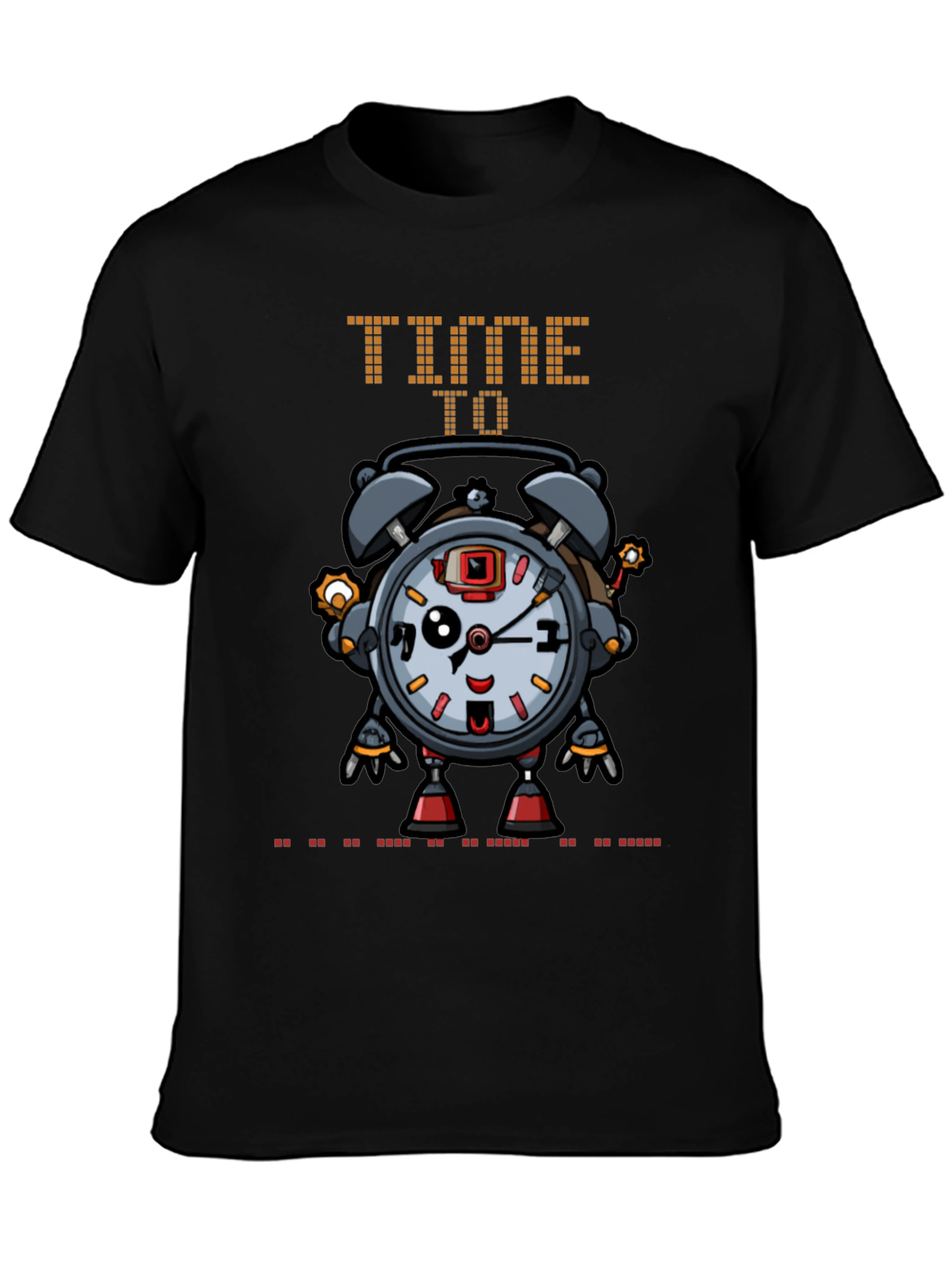 Time Robot Black T-Shirt Unique Graphic Tee