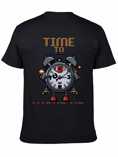 Time Robot Black T-Shirt Unique Graphic Tee