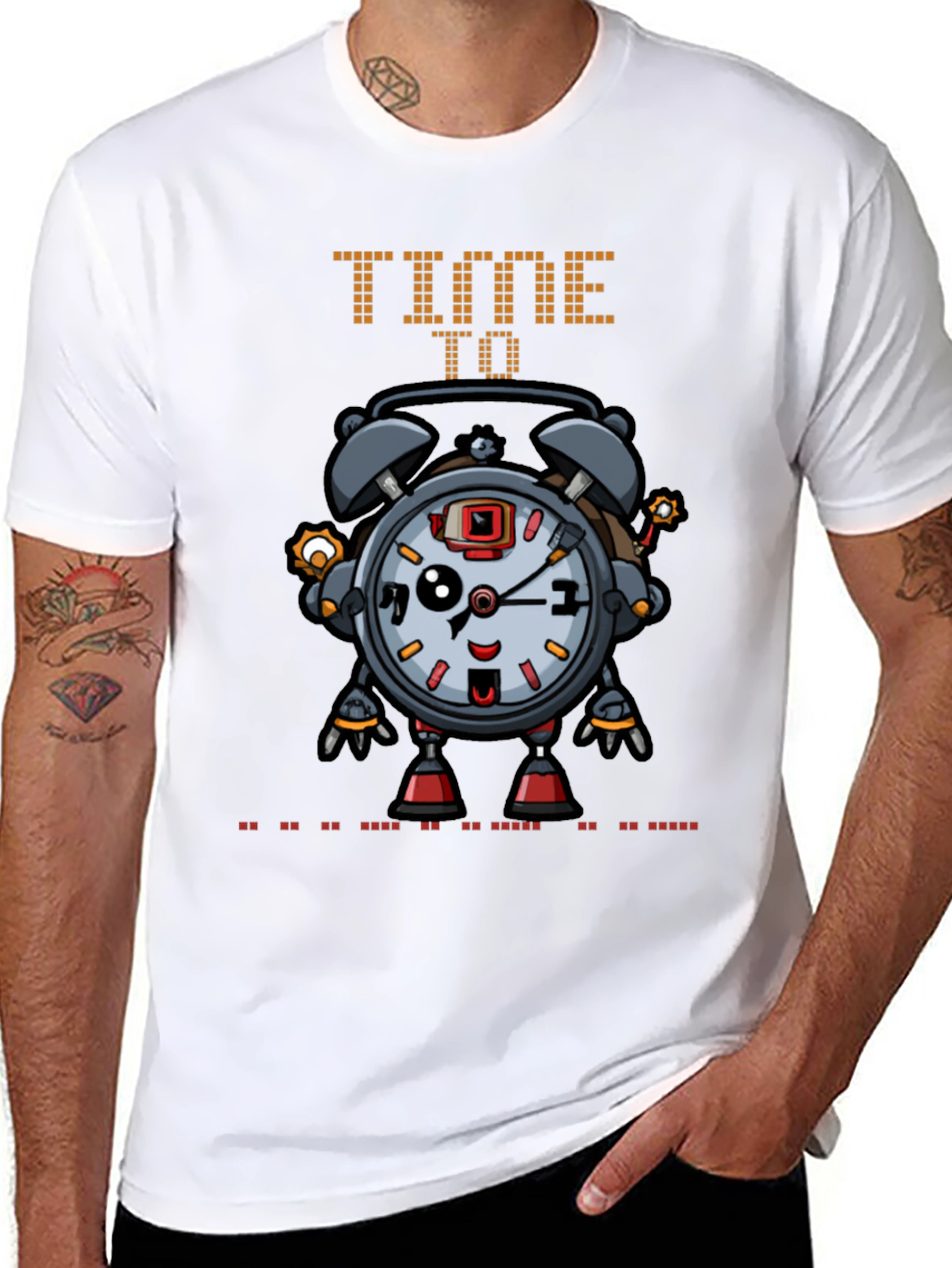 Time Robot Black T-Shirt Unique Graphic Tee