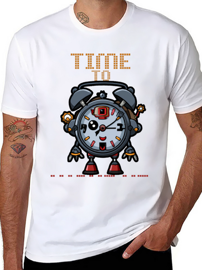 Time Robot Black T-Shirt Unique Graphic Tee