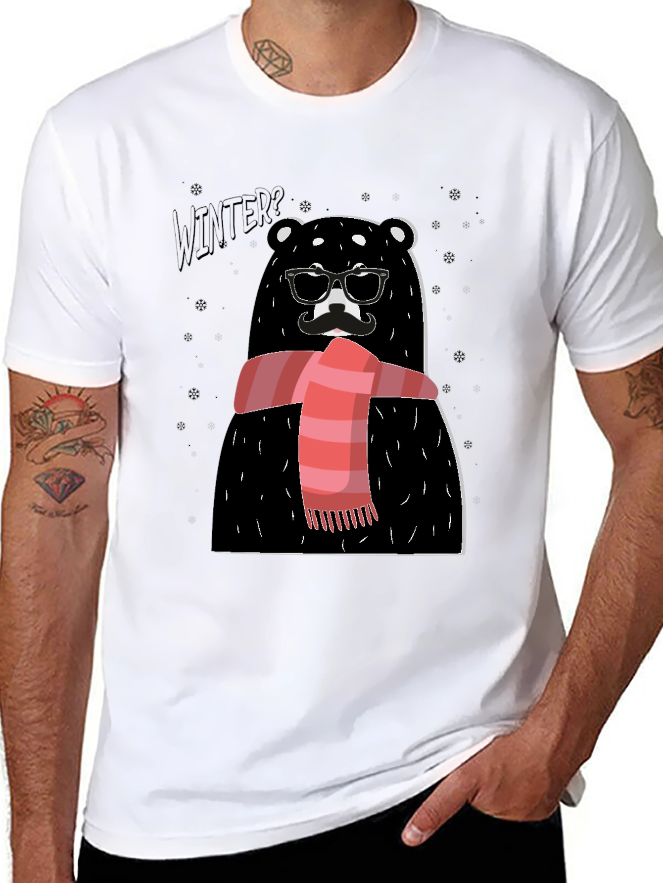 Winter Bear Graphic Tee - Stylish Holiday Design