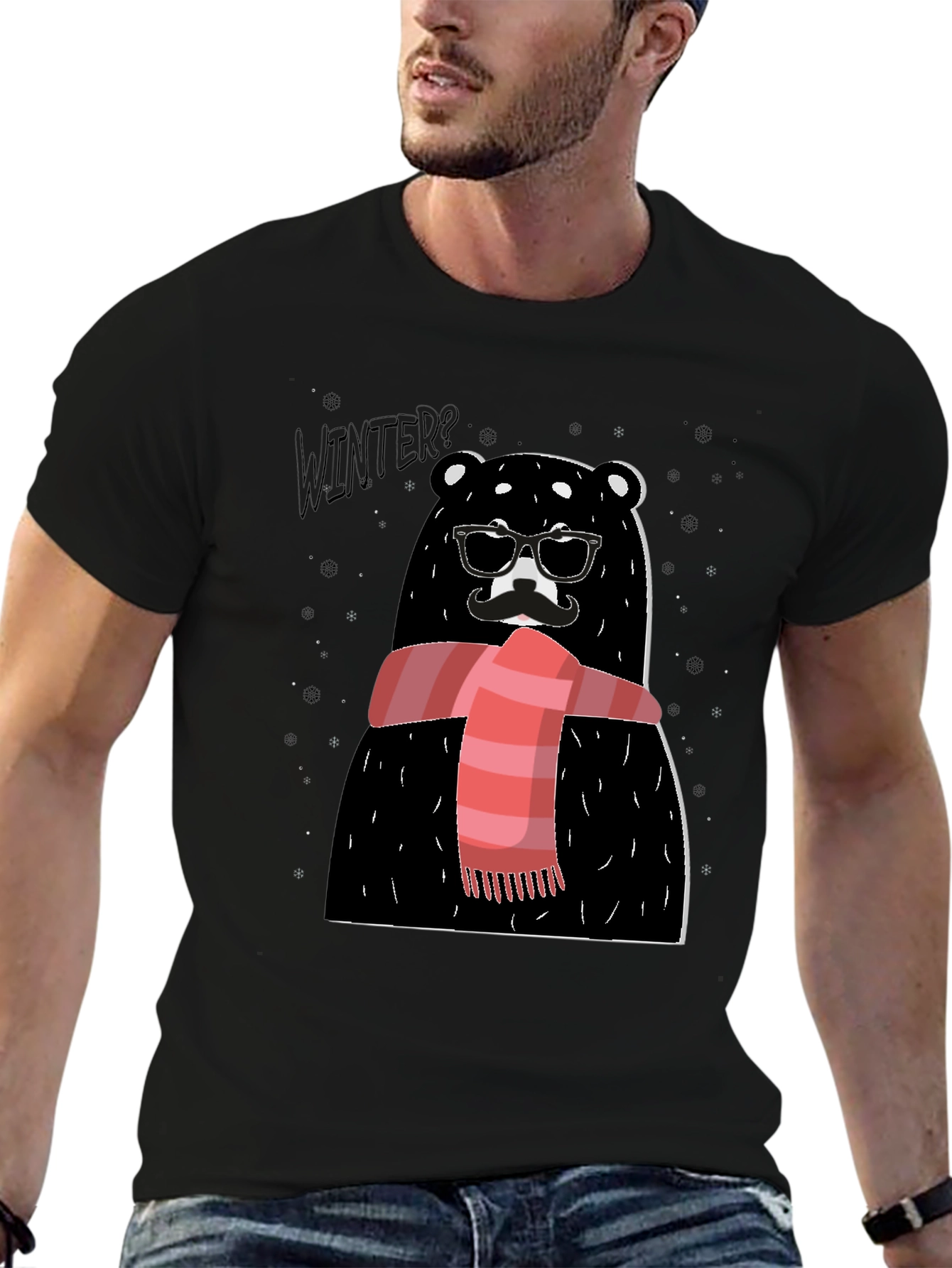Winter Bear Graphic Tee - Stylish Holiday Design