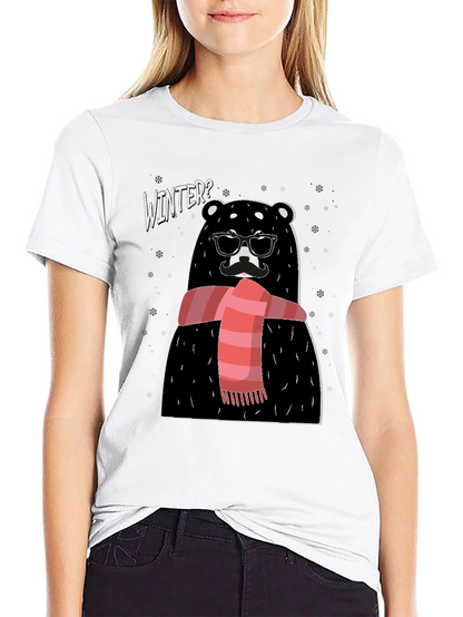 Winter Bear Graphic Tee - Stylish Holiday Design