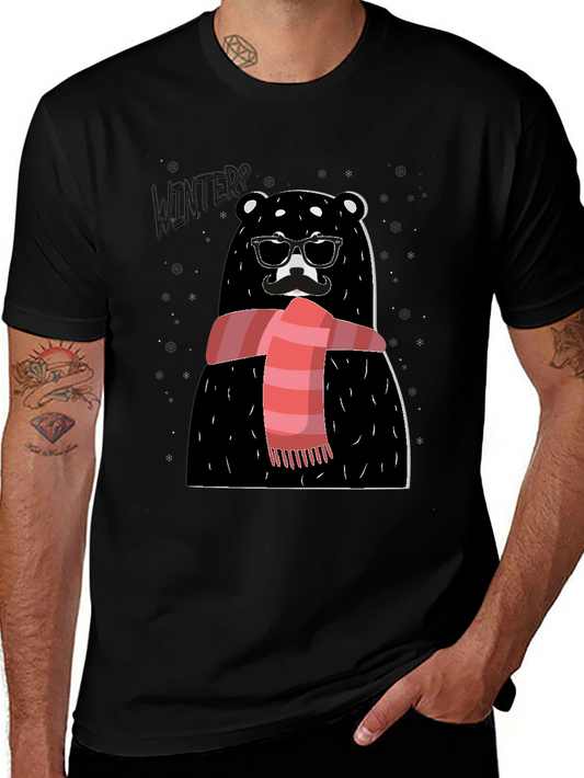 Winter Bear Graphic Tee - Stylish Holiday Design