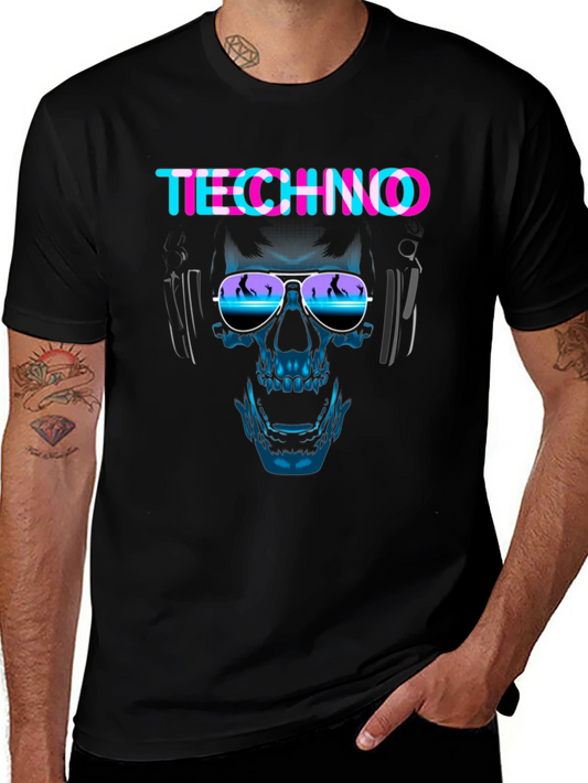 Techno Skull Graphic Tee - EDM Rave Shirt