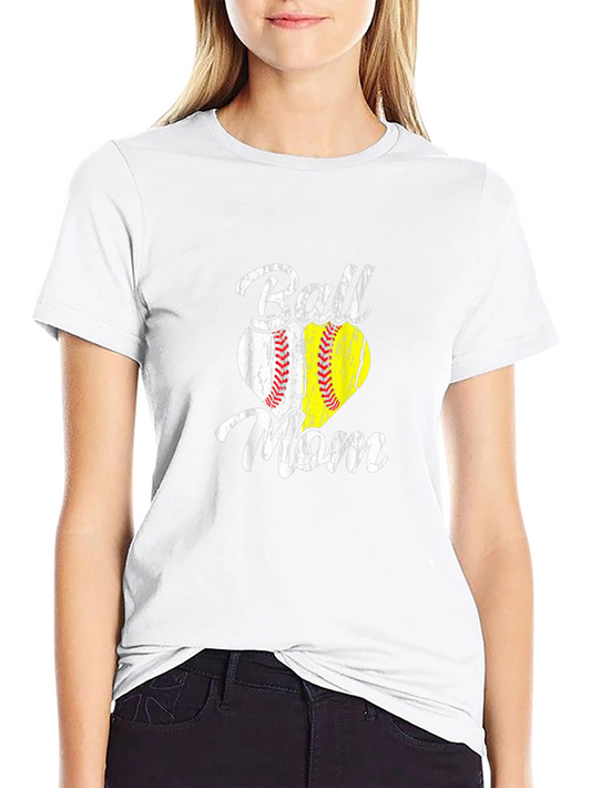 Ball Mom T-Shirt | Heart Design | Softball Baseball Tee