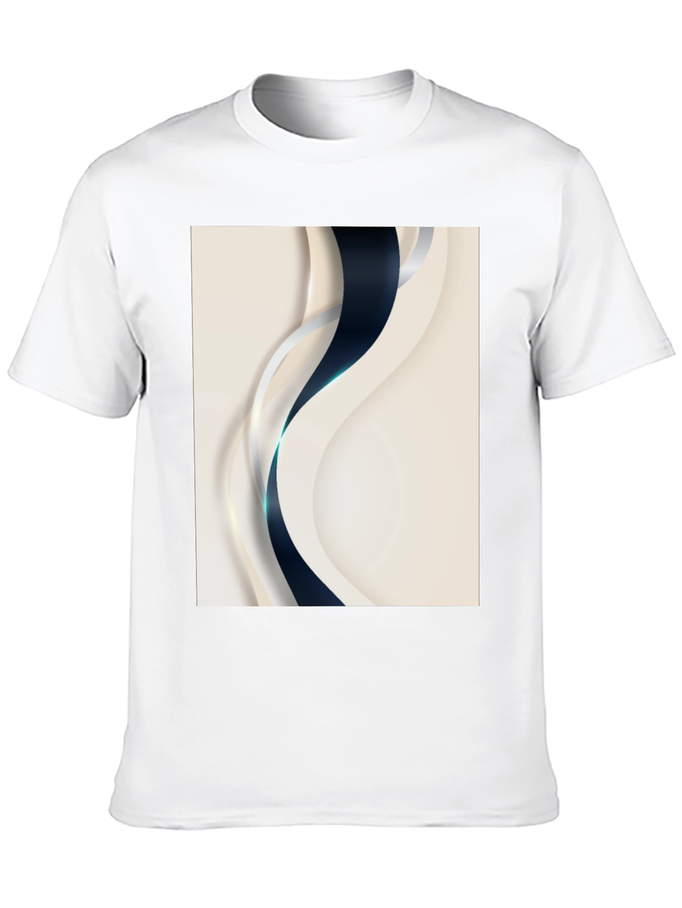 Stylish Black T-Shirt with Abstract Wave Design