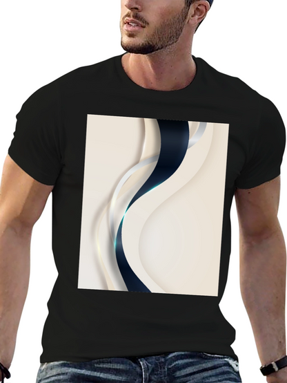 Stylish Black T-Shirt with Abstract Wave Design