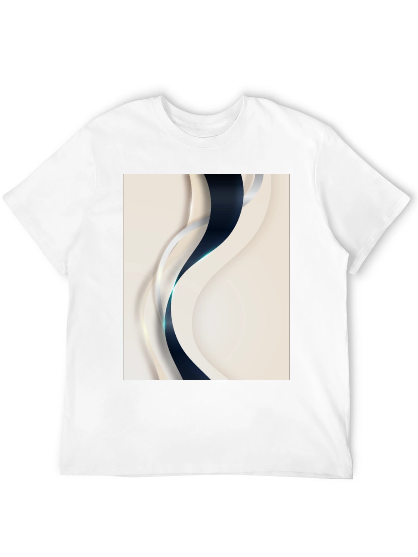 Stylish Black T-Shirt with Abstract Wave Design