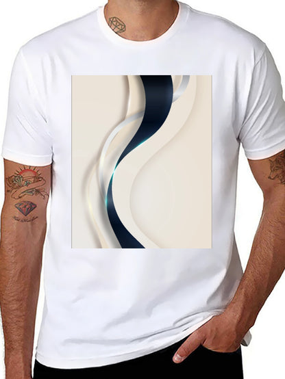 Stylish Black T-Shirt with Abstract Wave Design
