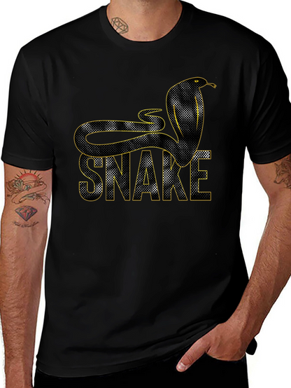 Snake Graphic Tee - Stylish Mens Black T-Shirt