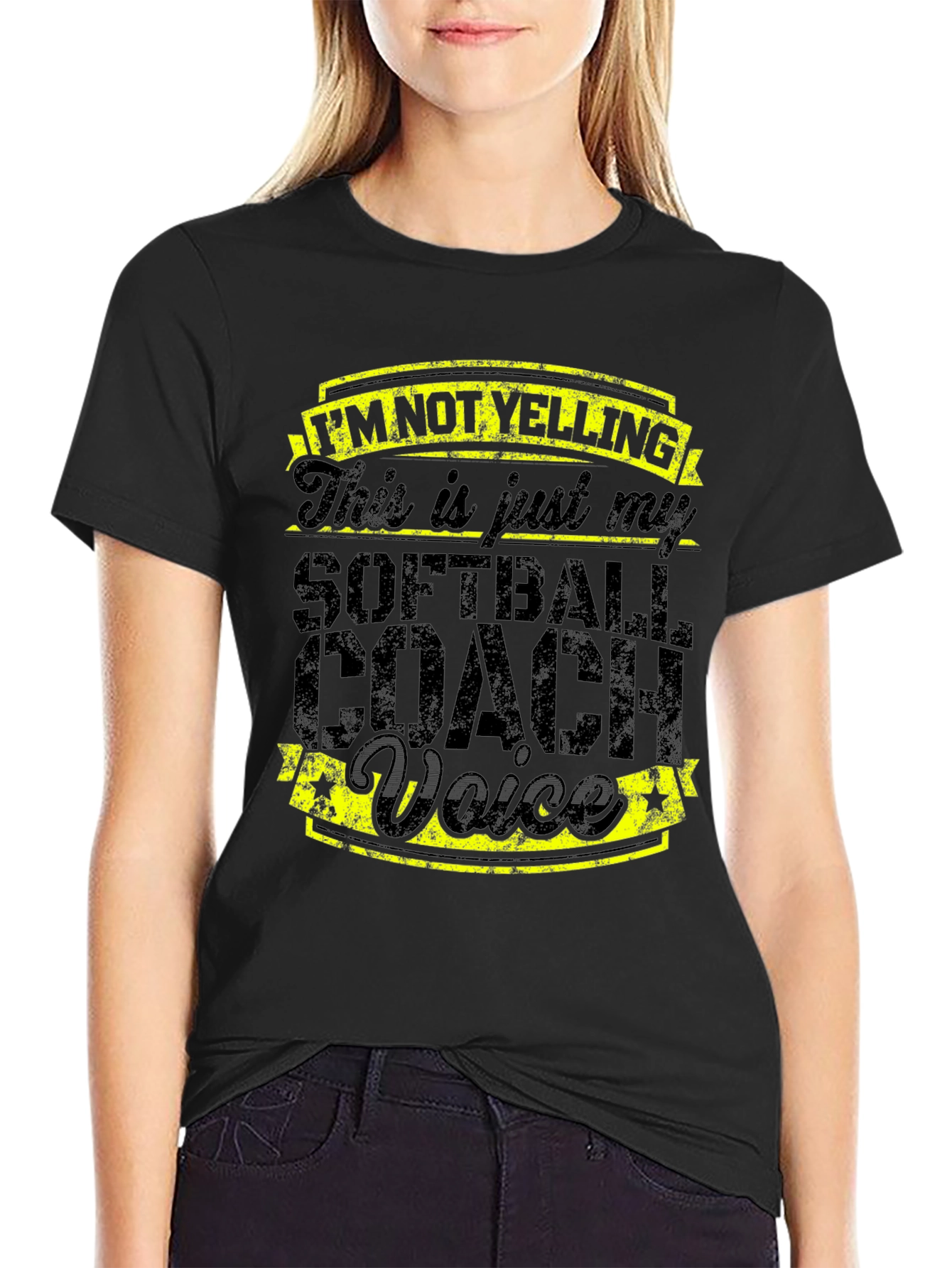 Softball Coach Voice Tee - Novelty Graphic T-Shirt