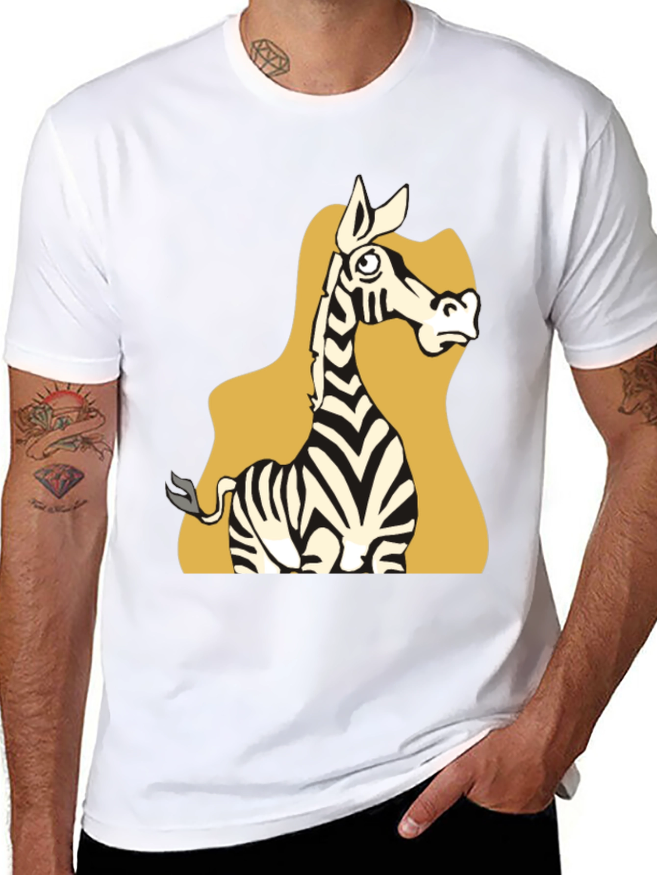 Zebra Cartoon Graphic Tee - Black Unisex T-Shirt