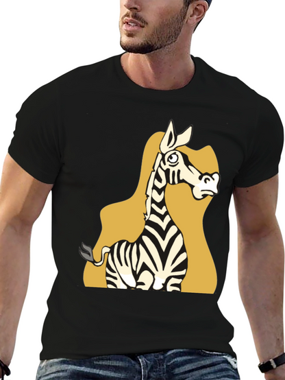 Zebra Cartoon Graphic Tee - Black Unisex T-Shirt