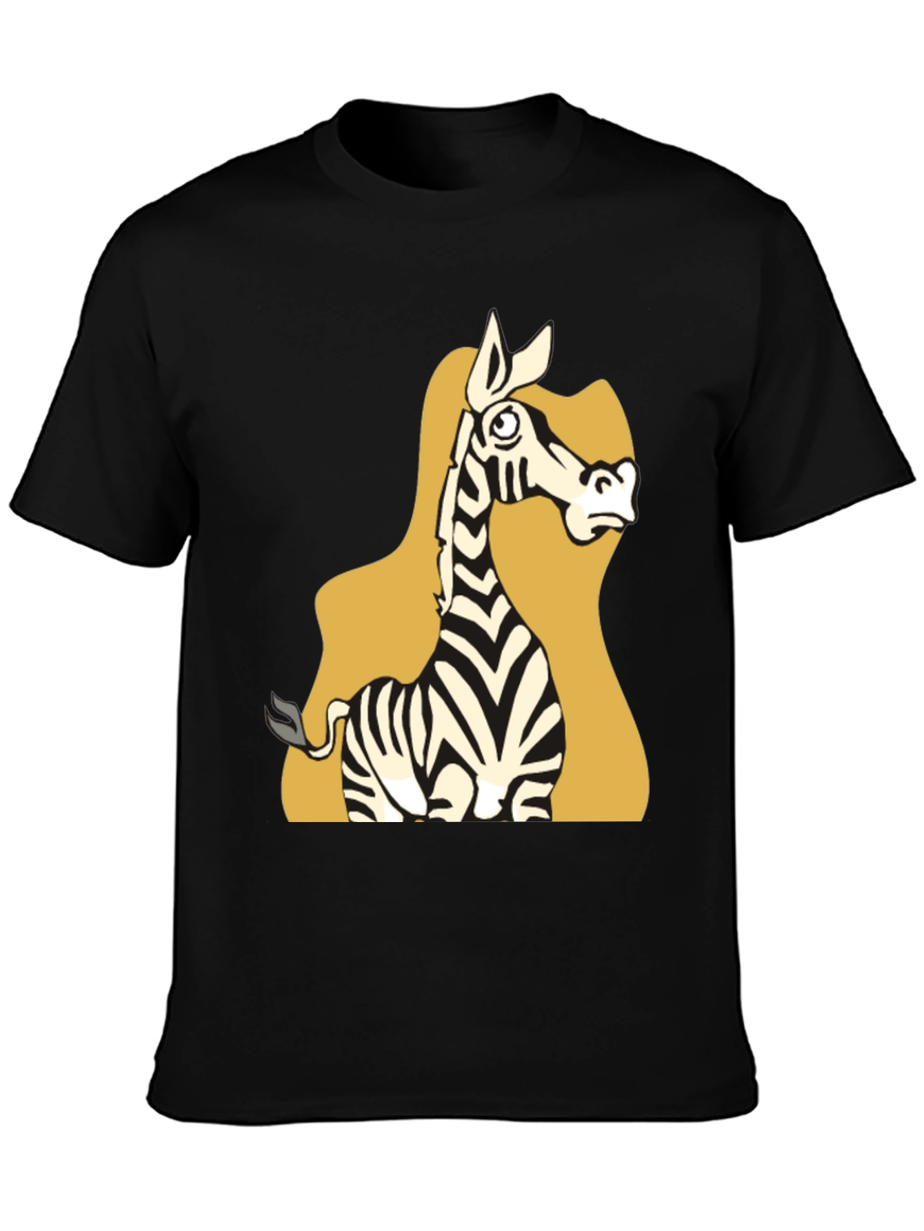 Zebra Cartoon Graphic Tee - Black Unisex T-Shirt
