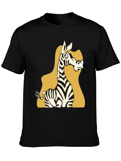 Zebra Cartoon Graphic Tee - Black Unisex T-Shirt