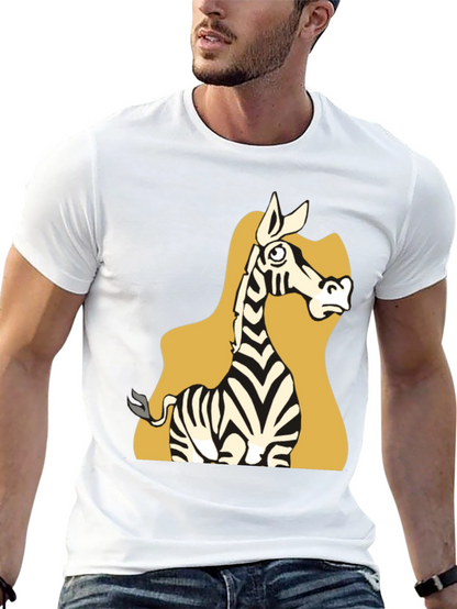Zebra Cartoon Graphic Tee - Black Unisex T-Shirt