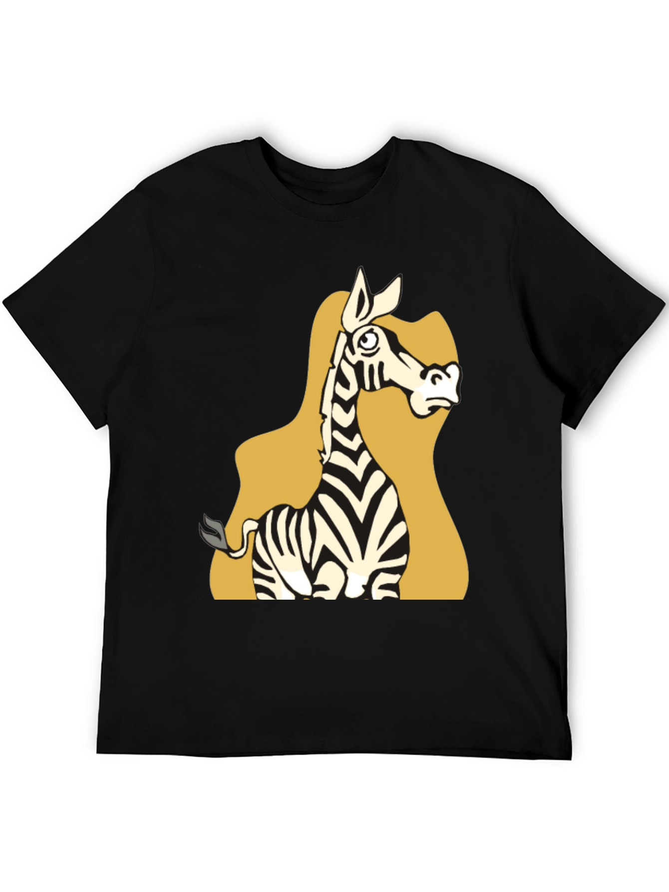 Zebra Cartoon Graphic Tee - Black Unisex T-Shirt