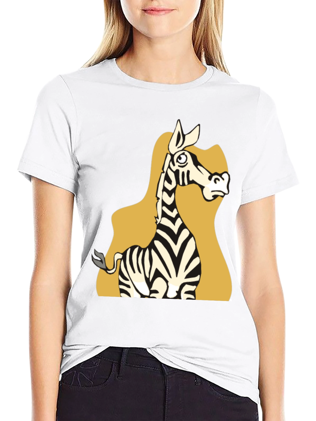 Zebra Cartoon Graphic Tee - Black Unisex T-Shirt