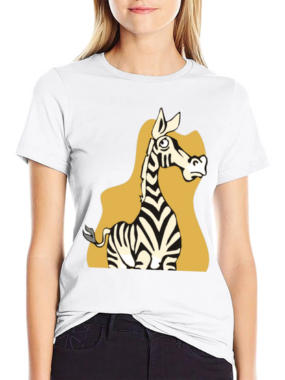 Zebra Cartoon Graphic Tee - Black Unisex T-Shirt