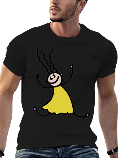 Stick Figure Girl Tee - Fun Black T-Shirt