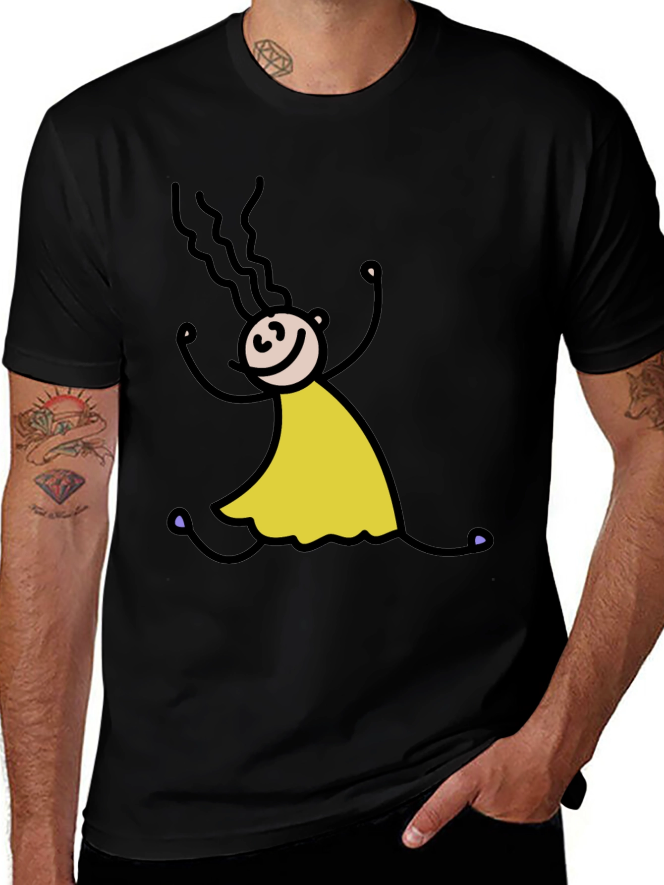 Stick Figure Girl Tee - Fun Black T-Shirt