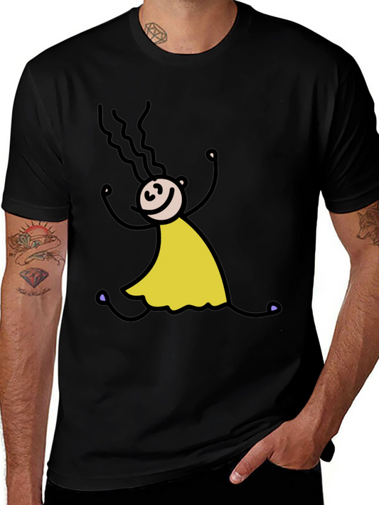 Stick Figure Girl Tee - Fun Black T-Shirt