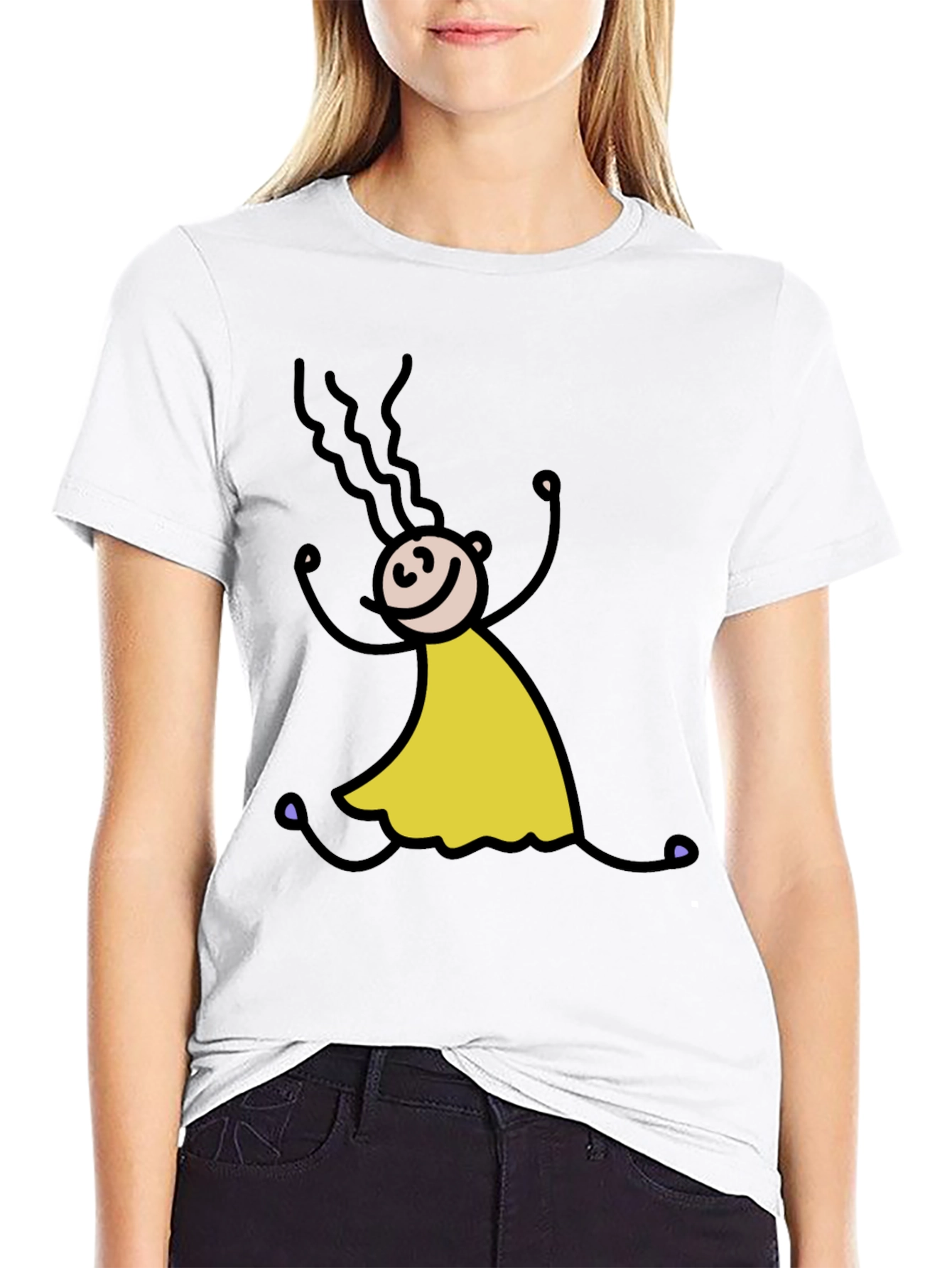 Stick Figure Girl Tee - Fun Black T-Shirt